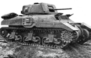 Tank, Cruiser, Ram Mk I parked on a dirt track