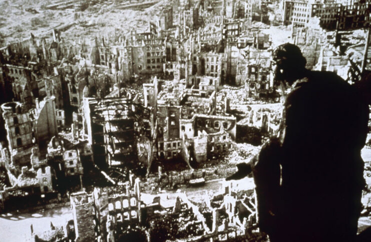 Aerial view of the ruins of Dresden