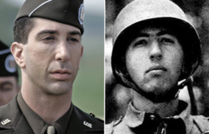 David Schwimmer as Herbert Sobel in 'Band of Brothers' + Herbert Sobel wearing his military uniform