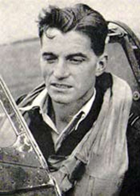 Johnnie Johnson sitting in the cockpit of an aircraft
