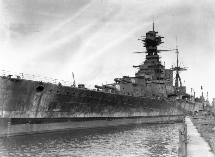 HMS Hood (51) at port