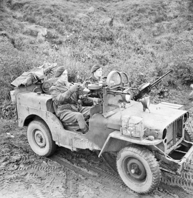 Two members of the Special Air Service (SAS) sitting in a Jeep