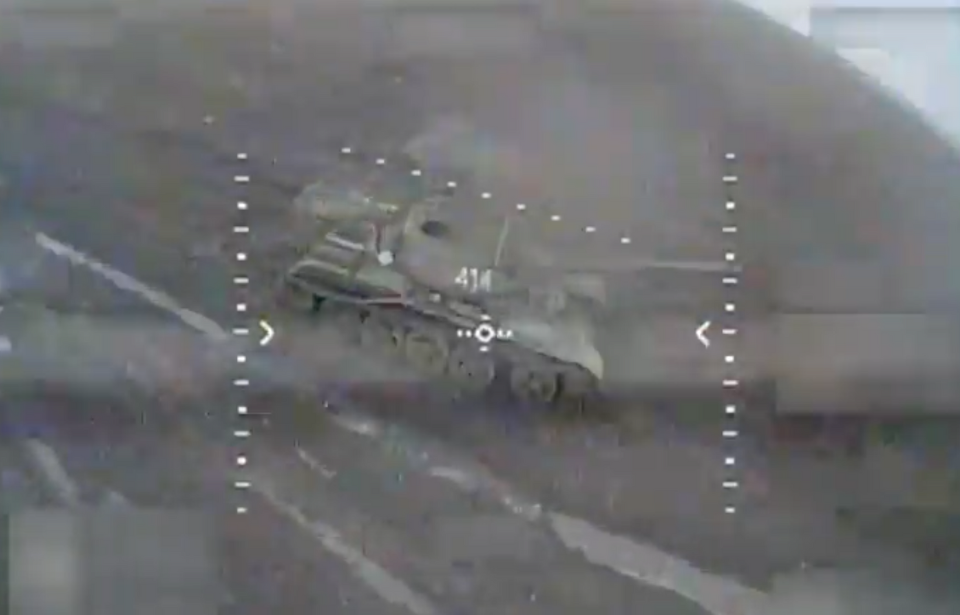 Aerial view of a T-55
