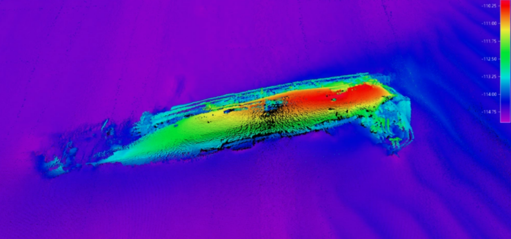Thermal imaging of the USS Jacob Jones (DD-61) on the seafloor