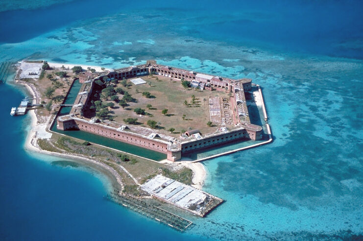 Aerial view of Fort Jefferson on Garden Key