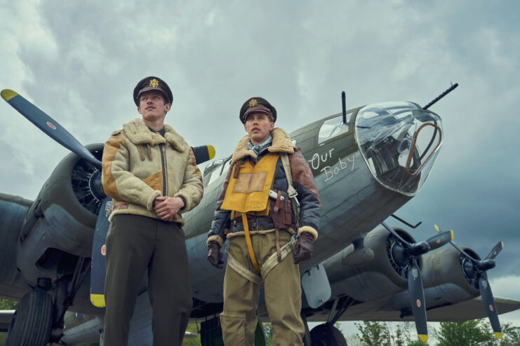 Callum Turner and Austin Butler as Maj. John Egan and Maj. Gale Cleven in 'Masters of the Air'