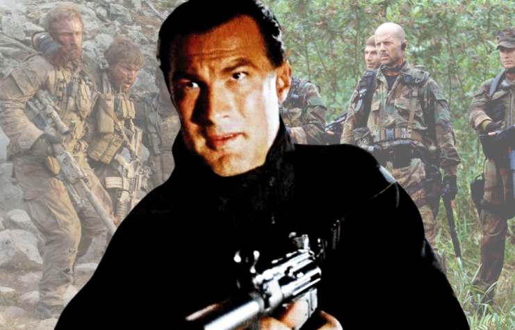 Still from 'Lone Survivor' + Still from 'Tears of the Sun' + Steven Seagal as Casey Ryback in 'Under Siege'