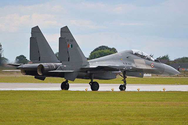 Sukhoi Su-30MKI-3 taxiing down a runway