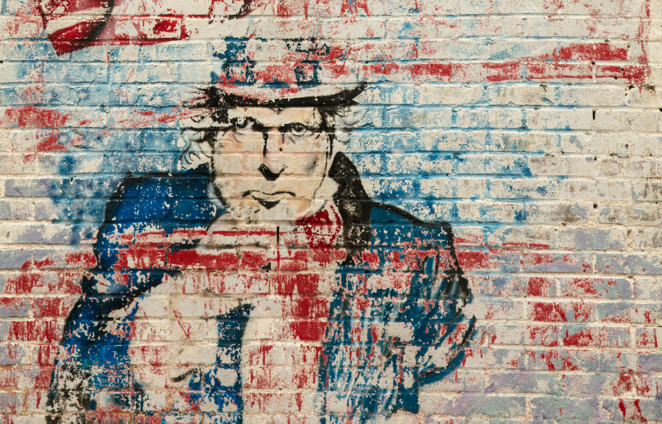 Image of Uncle Sam painted on a brick wall