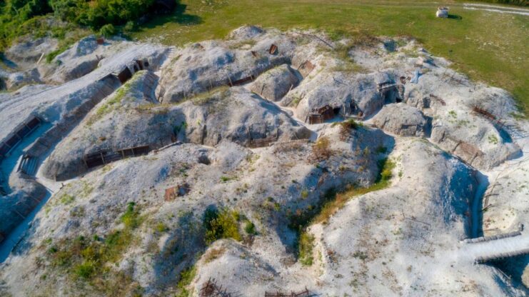 Aerial view of the trench network at the Main de Massiges