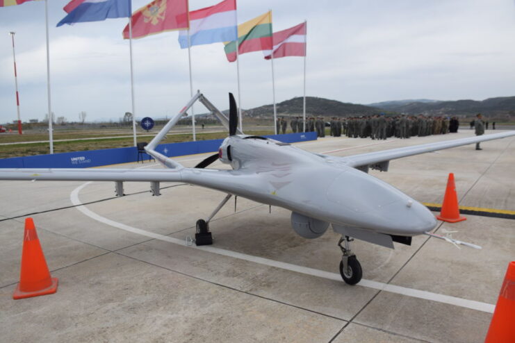 Bayraktar TB2 parked on a runway