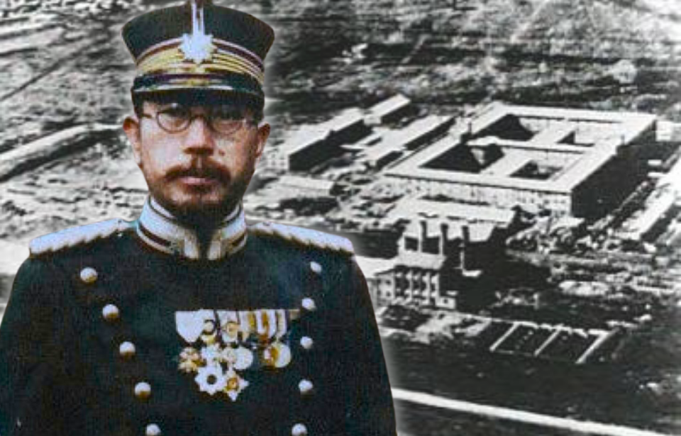 Aerial view of the Unit 731 complex + Military portrait of Shiro Ishii