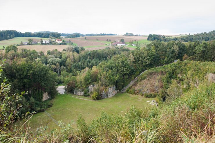 View of the 'Wiener Graben' quarry on an overcast day