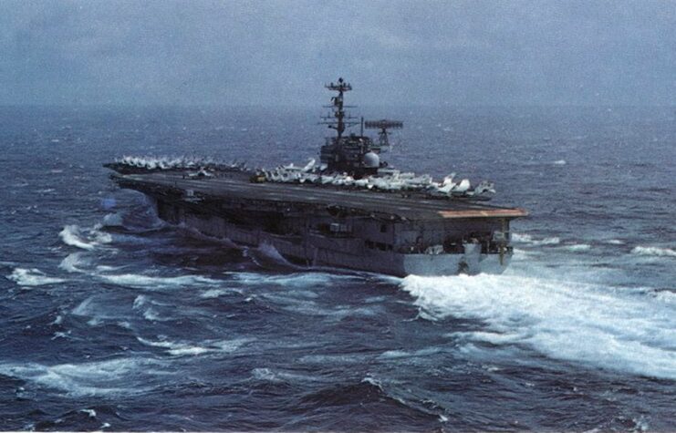 USS Forrestal on the water.