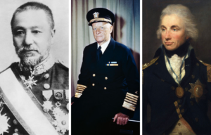 Military portrait of Tōgō Heihachirō + Military portrait of Chester W. Nimitz + Portrait of Horatio Nelson