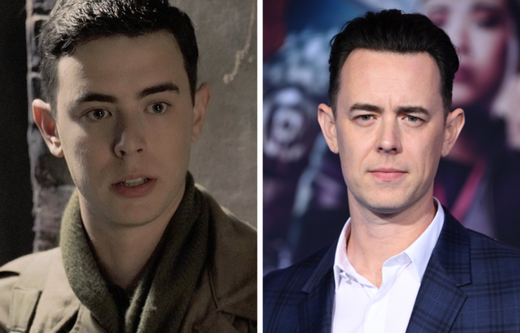 Movie still of Colin Hanks in 'Band of Brothers' + Colin Hanks at a movie premier.