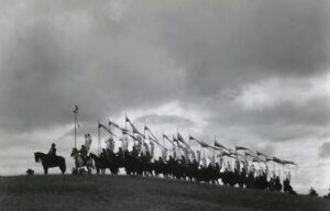 A pageant display put on by men of the Polish Army dressed in the armor of their ancestors as Winged Hussars.