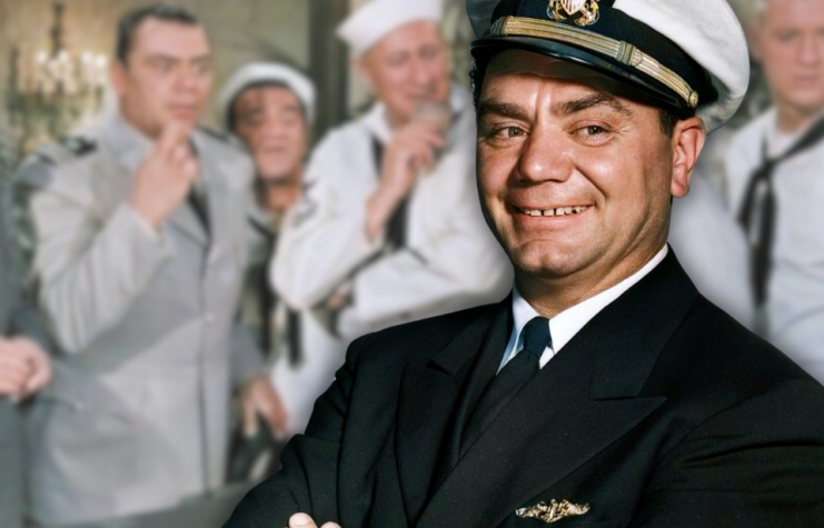 Still from 'McHale's Navy' + Ernest Borgnine as Quinton McHale in 'McHale's Navy'