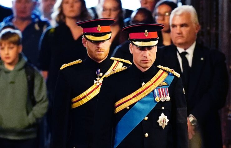 Prince William and Prince Harry at the vigil held in honour of Queen Elizabeth II at Westminster Hall.