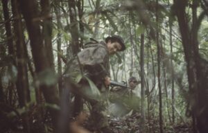 South Vietnamese troop base in the jungle during the Vietnam War.