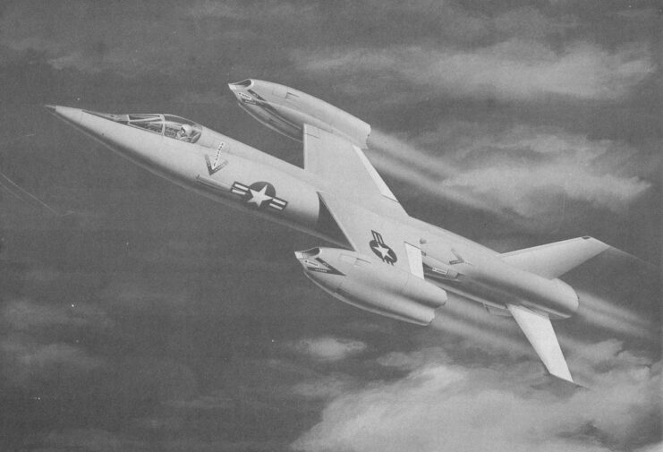 Illustration of a Bell D-188 in flight