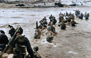 American troops wading toward Utah Beach