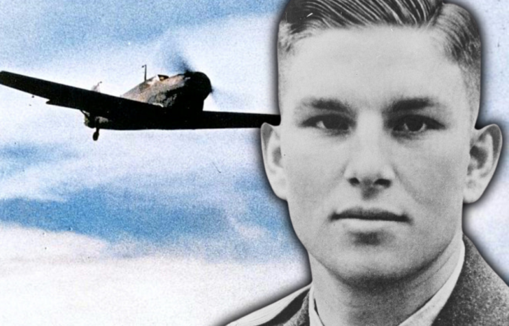Messerschmitt Me 109 in flight + Military portrait of Gerhard Barkhorn
