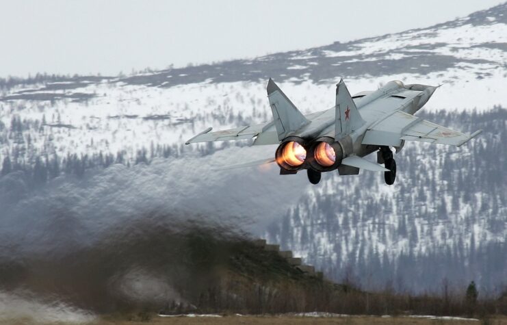 Russian Air Force MiG-25RB taking off.