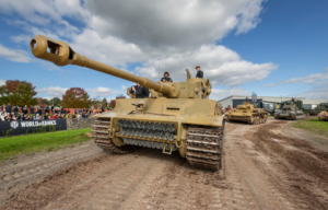 Tanks following Tiger 131 along a dirt track