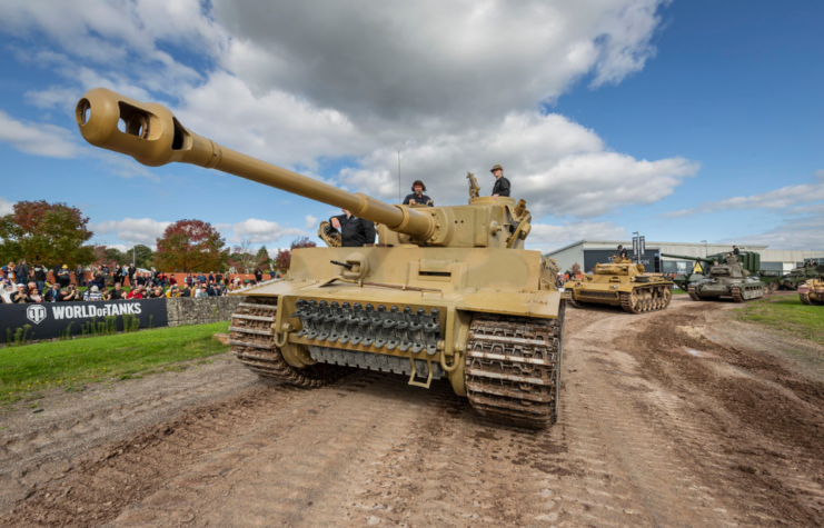 Tanks following Tiger 131 along a dirt track