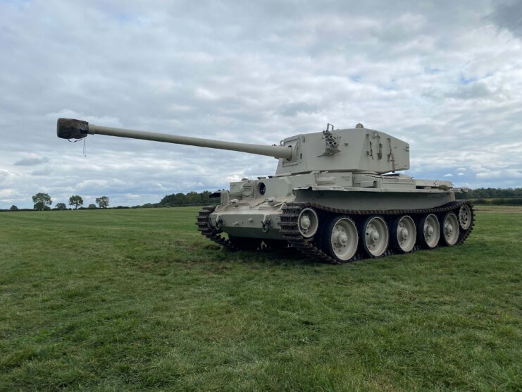 FV4101 Charioteer parked in a grassy field