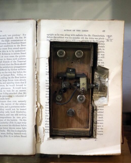 Crystal receiver set hidden inside a book