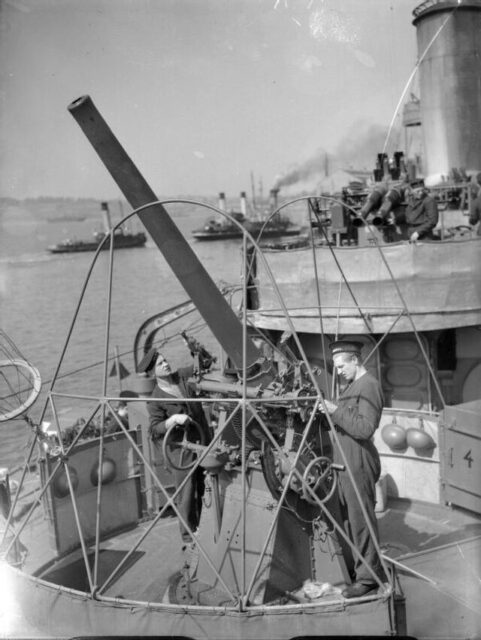 Crewmen aboard the ORP Błyskawica