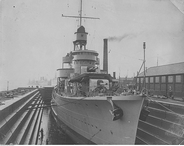 ORP Błyskawica in a finishing dock