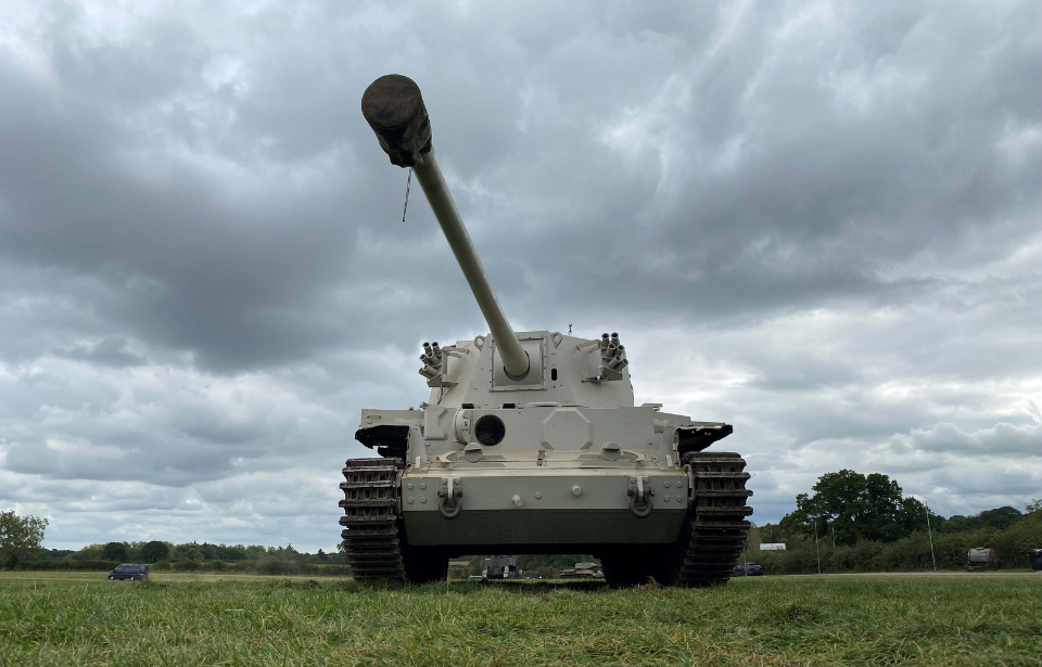 FV4101 Charioteer parked in a grassy field