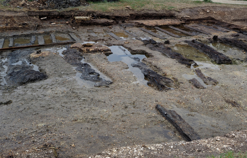 Close-up of the archaeological work at Slipway 2
