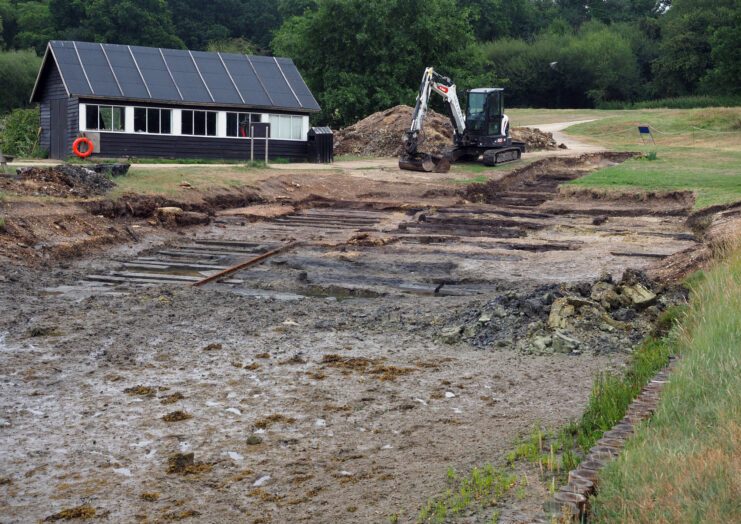 Excavator parked on the edge of Slipway 2