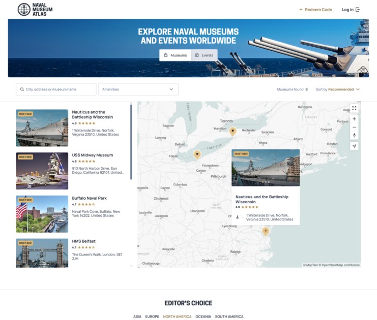 Screenshot of a page on the Naval Museum Atlas