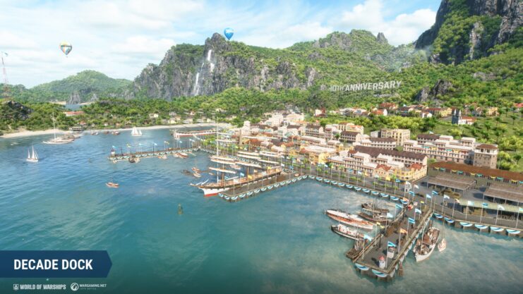 In-game rendering of the Decade Dock in 'World of Warships'