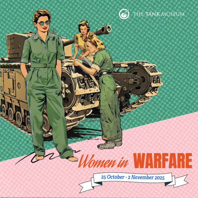 Graphic promoting The Tank Museum's 'Women in Warfare' October half-term program