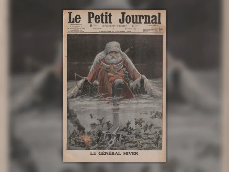 A poster of an artistic depiction of Russia's General Winter/Frost