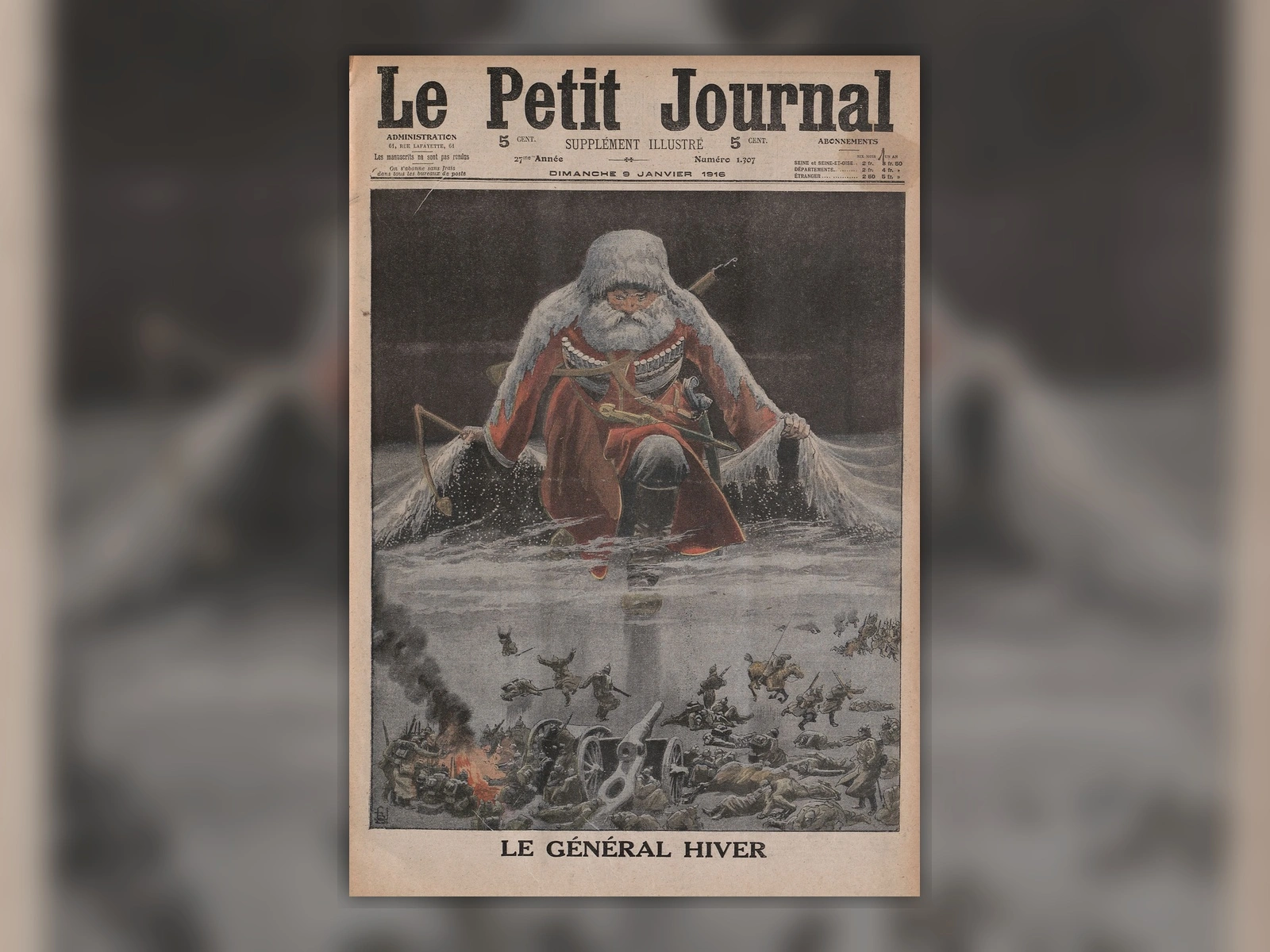 A poster of an artistic depiction of Russia's General Winter/Frost