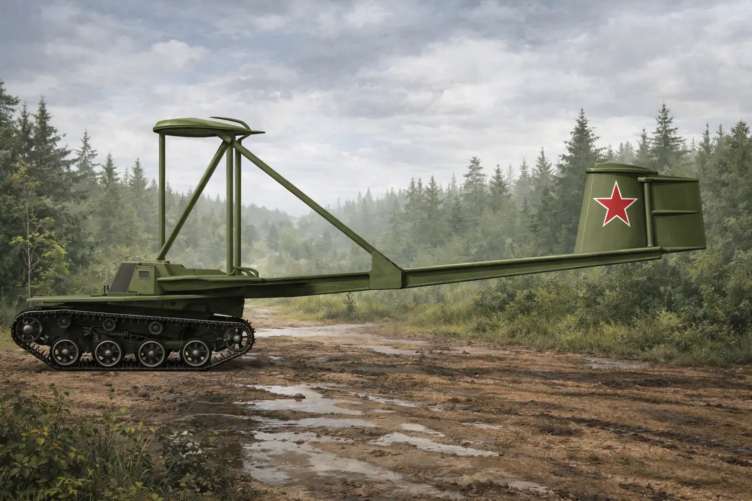 An artistic depiction of the Antonov A-40 tank