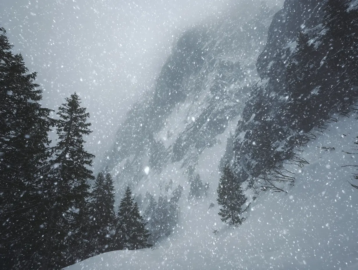 An image of heavy snow in the alpines