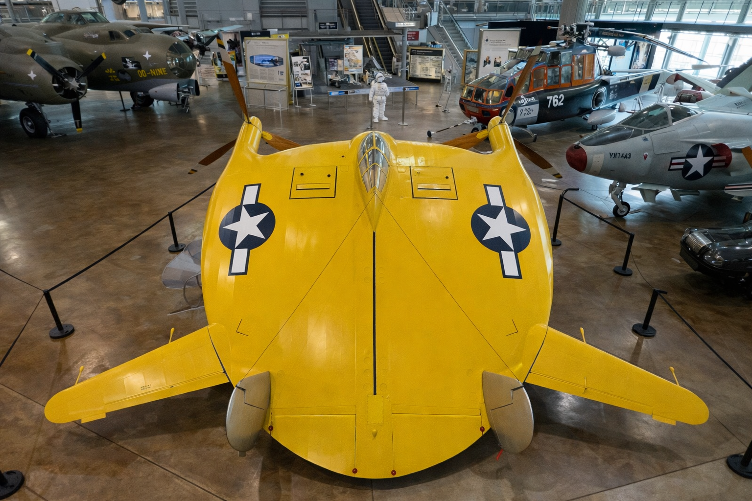 A shot of the Vought V-173 in a war gallery.