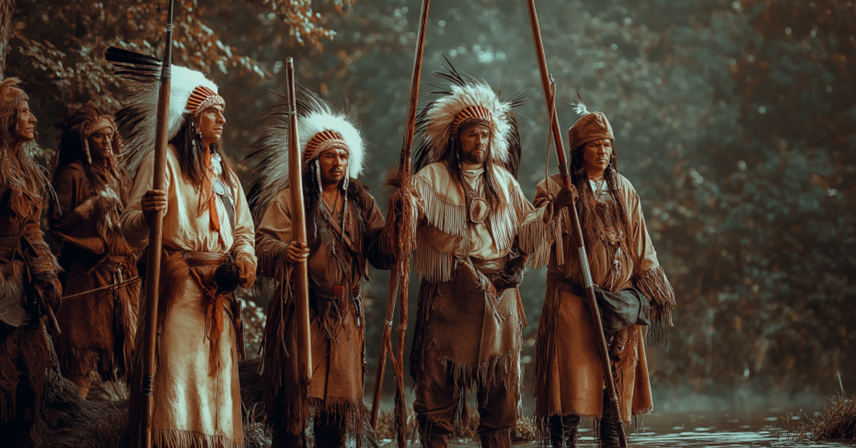 Cinematic shot of the native Americans in the Beaver Wars of the 1600s