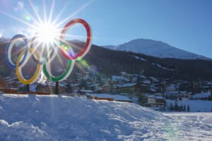 The olympic rings are seen prior to the Milano Cortina 2026 Winter Olympics on January 31, 2026 in Livigno, Italy.