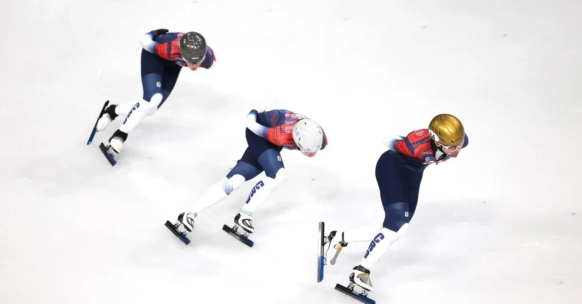 MILAN, ITALY - FEBRUARY 02: Team Croatia's short track team trains on day minus four of the Milano Cortina 2026 Winter Olympic games at Milano Ice Skating Arena on February 02, 2026 in Milan, Italy. 