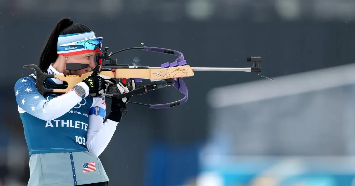Joanne Reid of Team United States takes part in a training session on day minus three of the Milano Cortina 2026 Winter Olympic games at Anterselva Biathlon Arena on February 03, 2026 in Antholz-Anterselva, Italy. 
