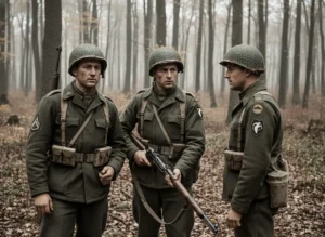 A depiction of a three soldiers from the Ghost Army of WW2.